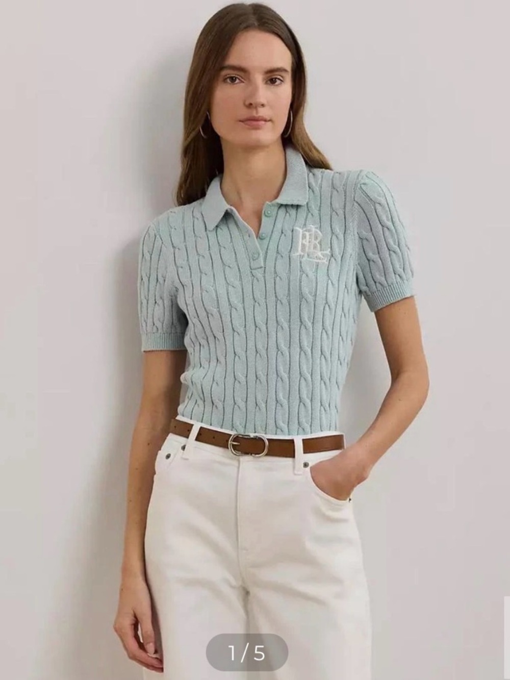 Ralph Lauren Classic Cable Knit Polo Sweater